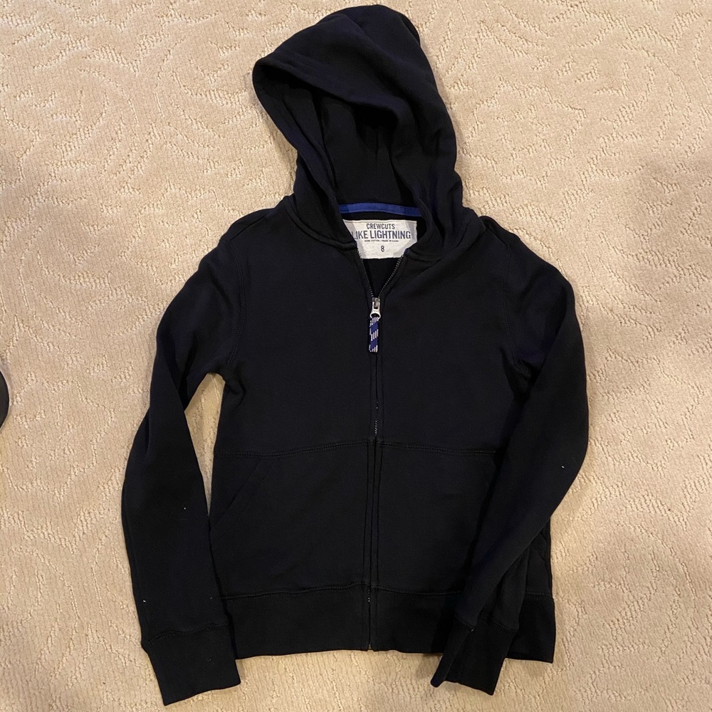 Jcrew/Crew cuts black zip up hoody size 8